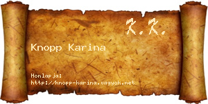 Knopp Karina névjegykártya